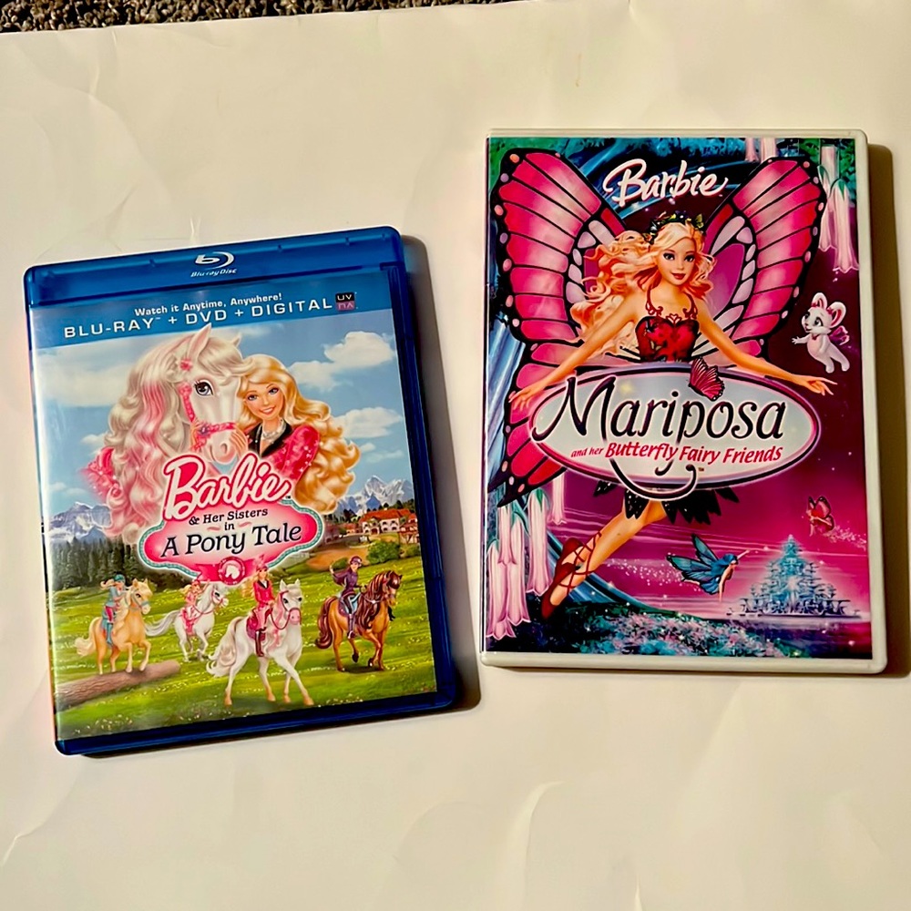 Barbie Mariposa DVD & Barbie& her sisters in A Pony Tail DVD& Blu-Ray